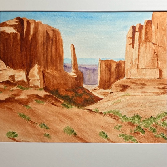 Art Watercolor Southwest Landscape Wall Art Painting Framed In An